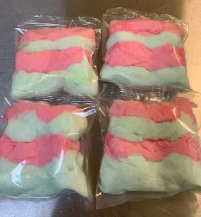 12 Small Cotton Candy bags Christmas Colors