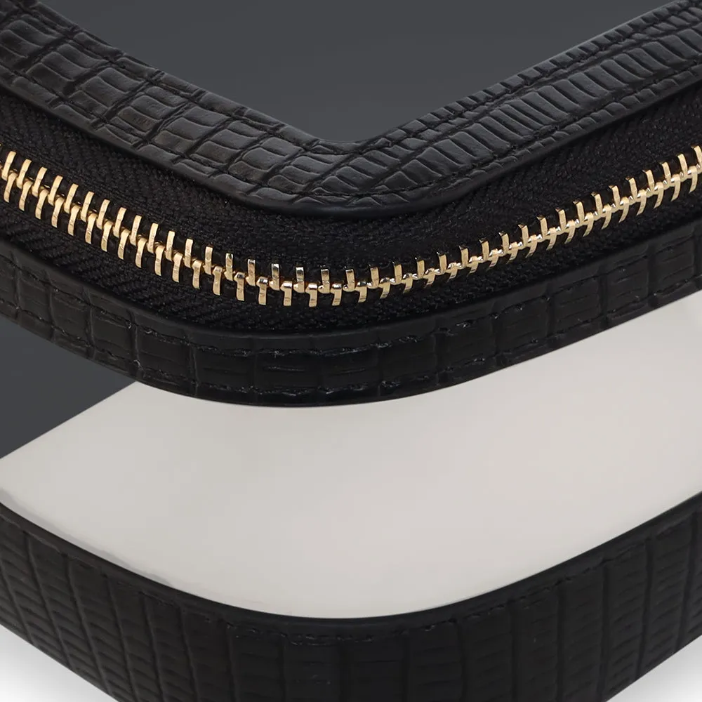 Accessorize London Women's Faux Leather Black Clear Make Up Bag