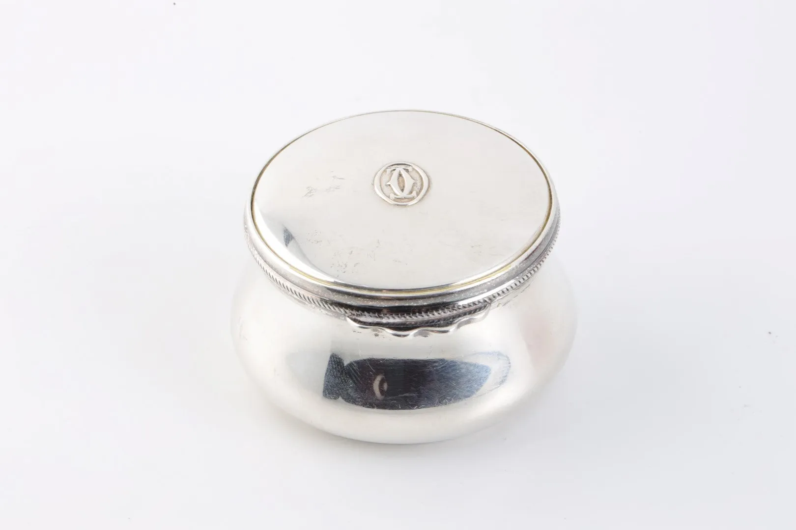 Cartier 925 Silver Red Velvet Inlay Trinket Box (44.08g.)
