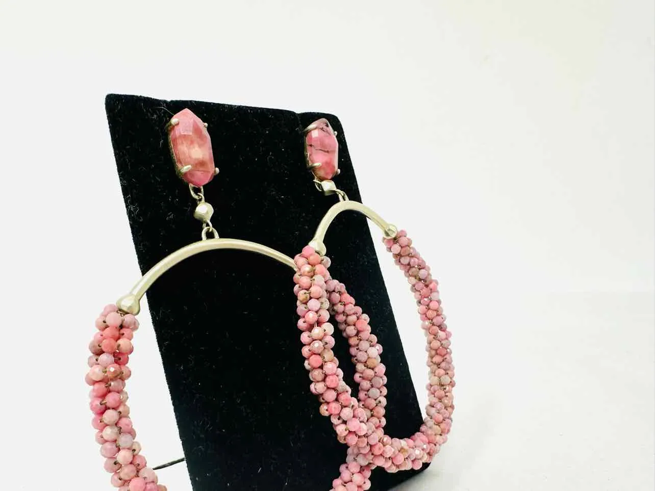 Kendra Scott Silver/Pink Circle Beaded Jewelry Earrings
