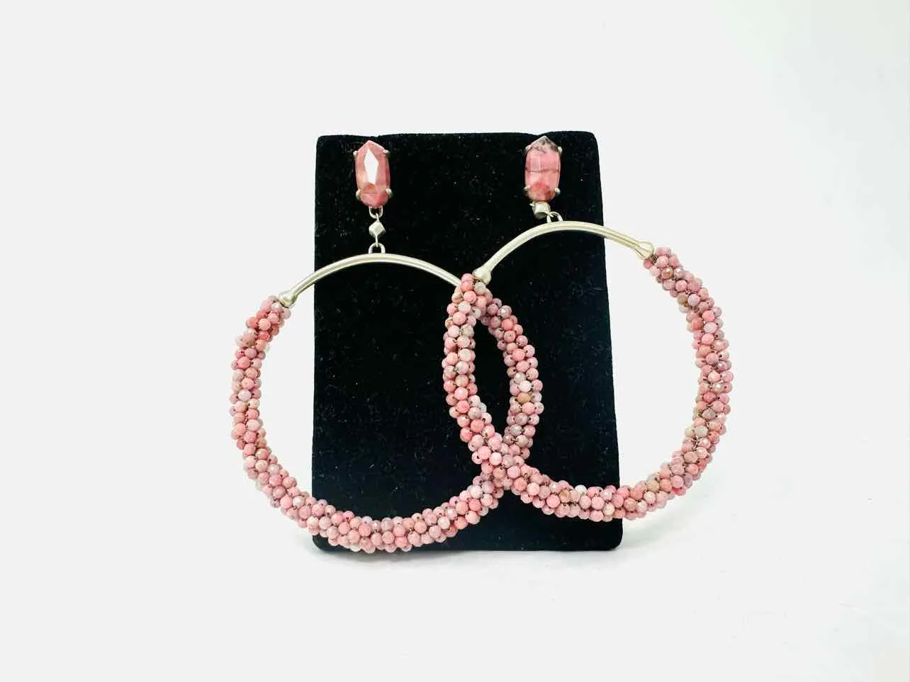 Kendra Scott Silver/Pink Circle Beaded Jewelry Earrings