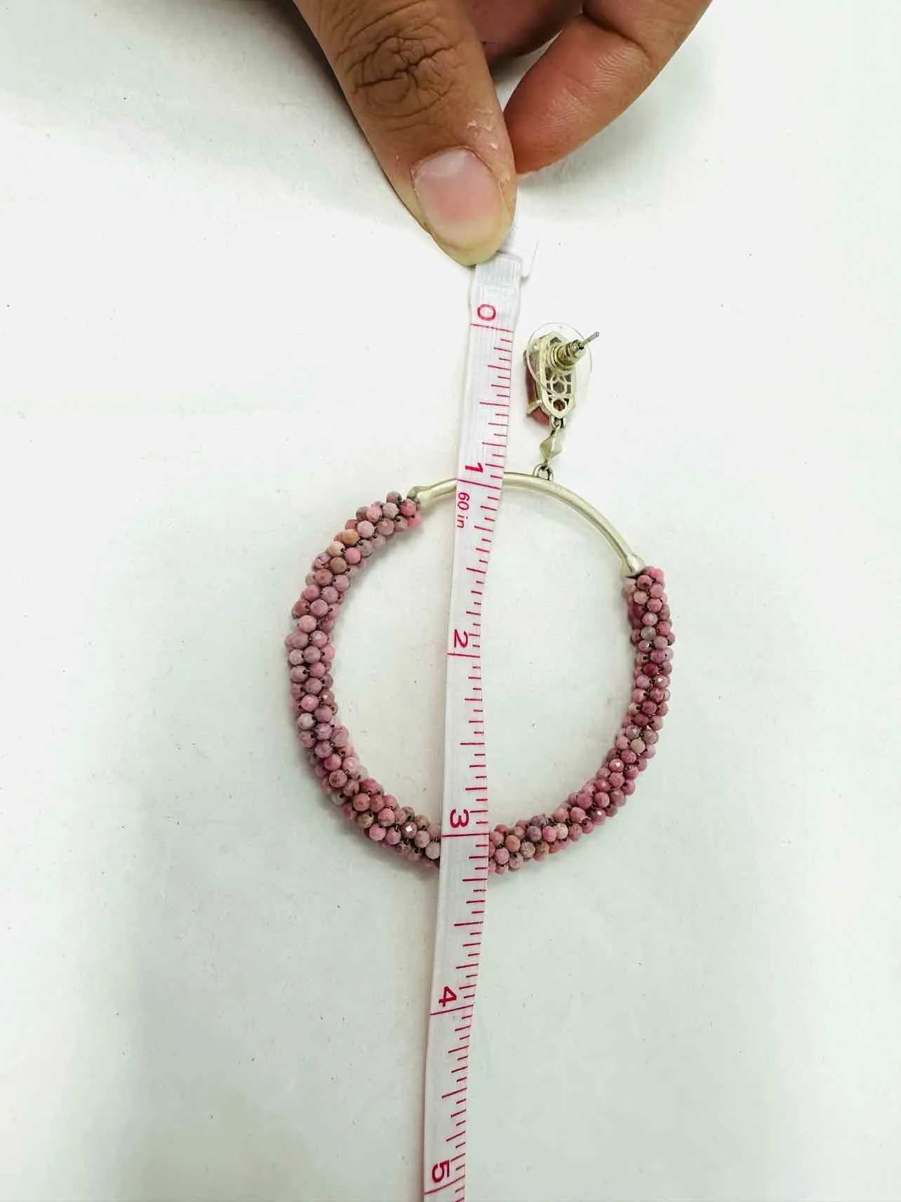 Kendra Scott Silver/Pink Circle Beaded Jewelry Earrings