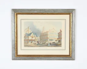 Vintage Framed Art-1838 W.H. Bartlett/Griffith Faneuil (Faneuil) Hall Boston-Hand Colored Engraving-Gift for Art Collector